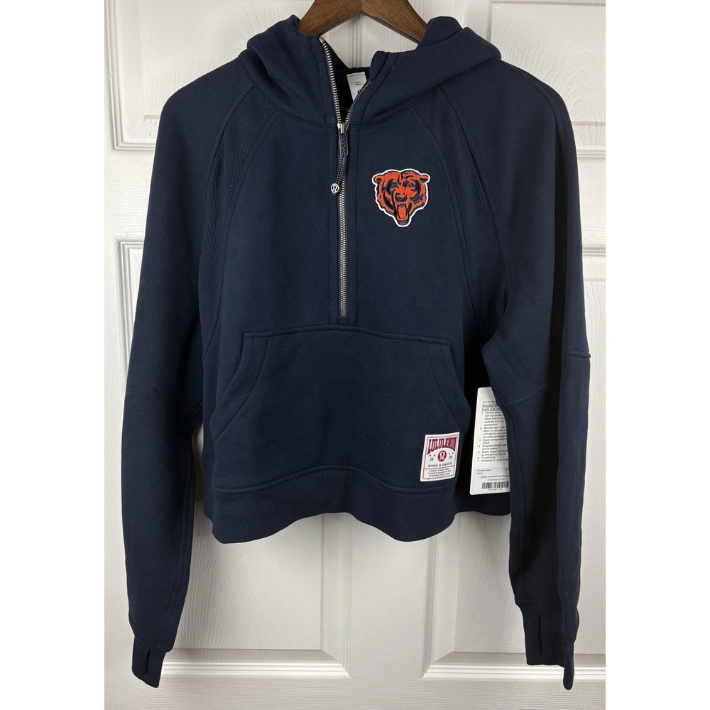 Chicago Bears Lululemon Womens Hoodie Scuba Sweatshirt Half Zip Large M/L NEW - Picture 3 of 11